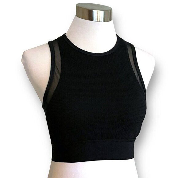 Alala Thermal Sports Bra Sz Small Black High Neck Sheer Mesh Back Wire Free - Picture 5 of 11